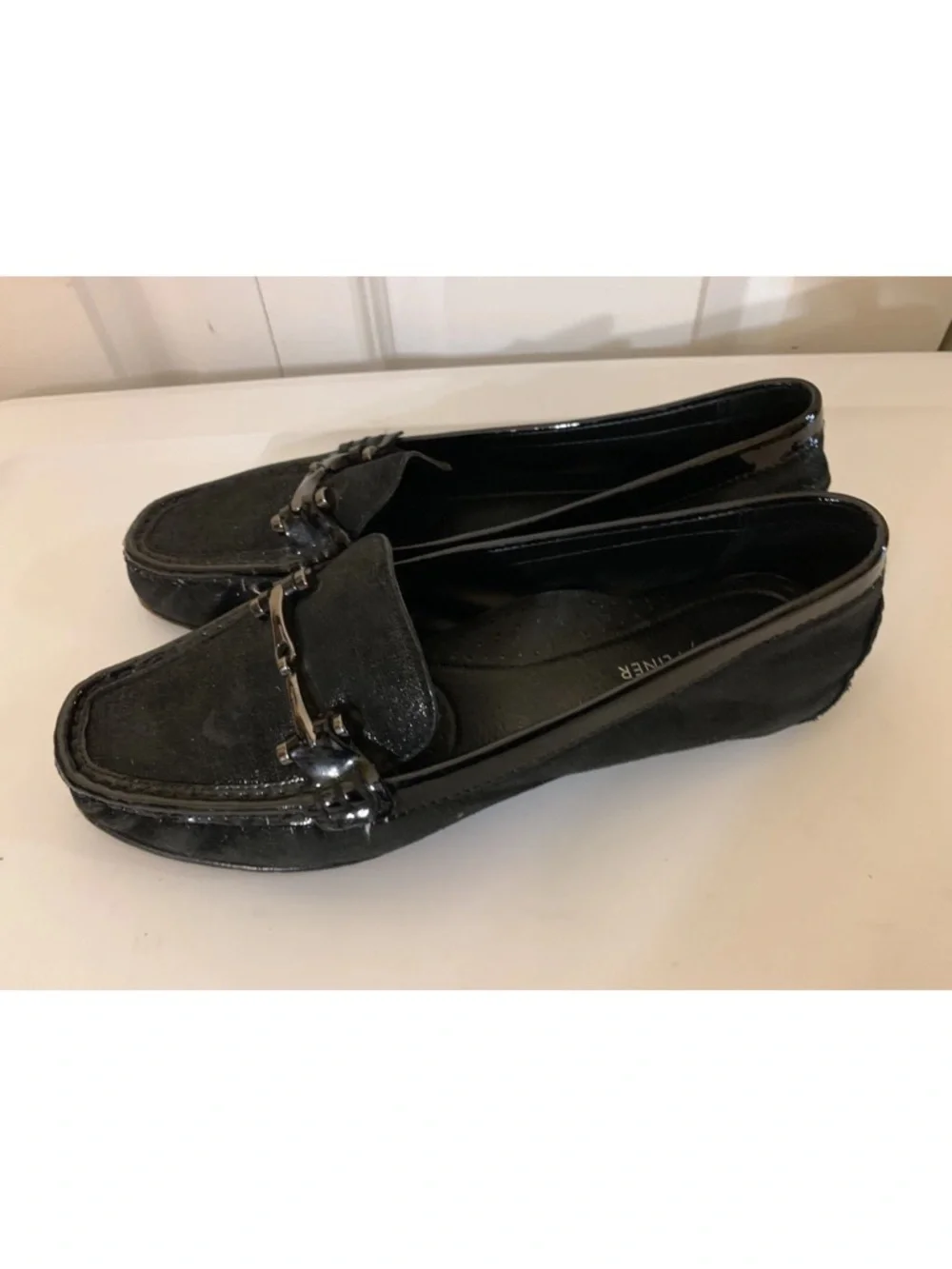 Donald J Pliner Mens‎ Sz 8.5M Black Leather Shoes loafers Buckle Horsebit